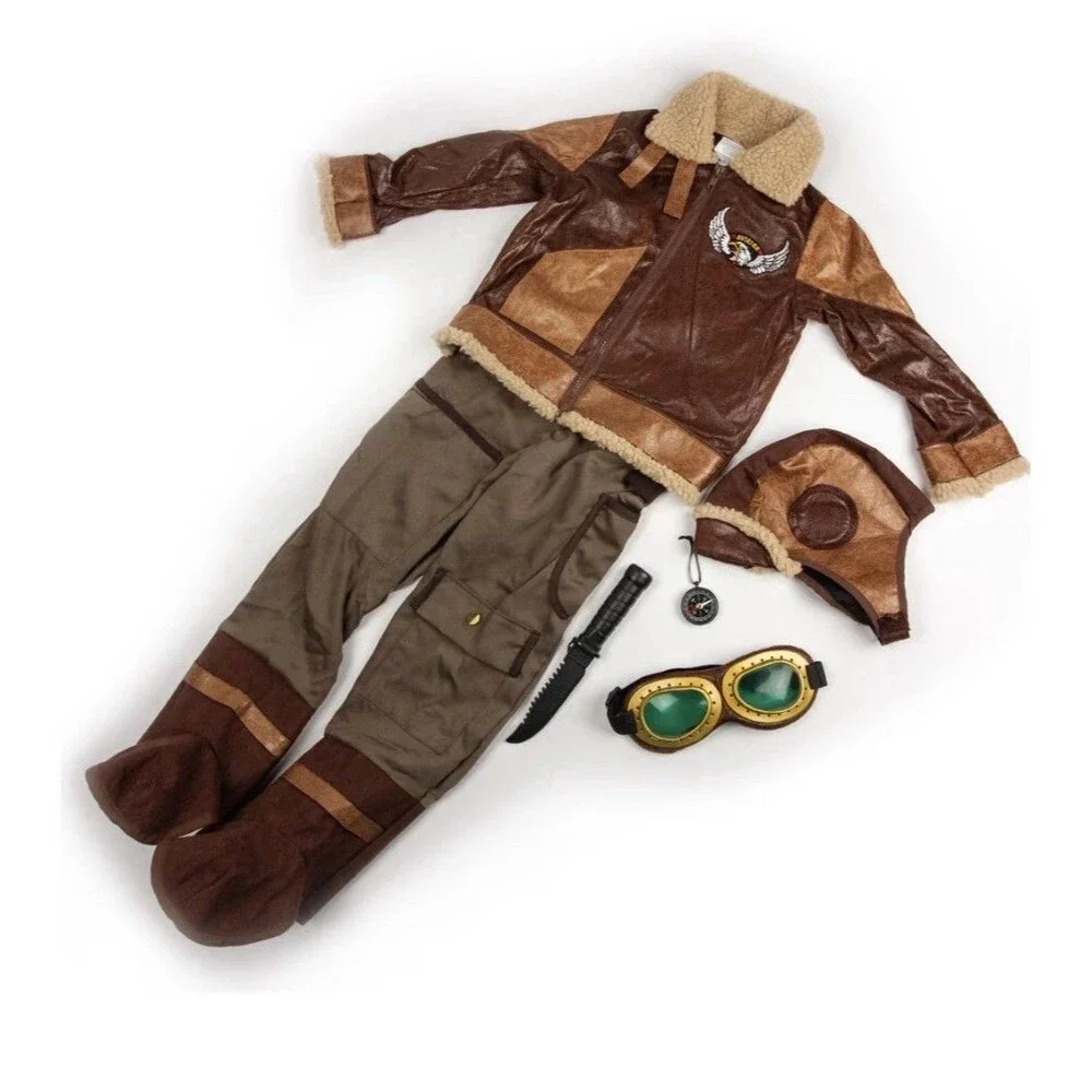 Dress Up America Aviator Costume Kids - Fighter Pilot Halloween Small 5 - 6